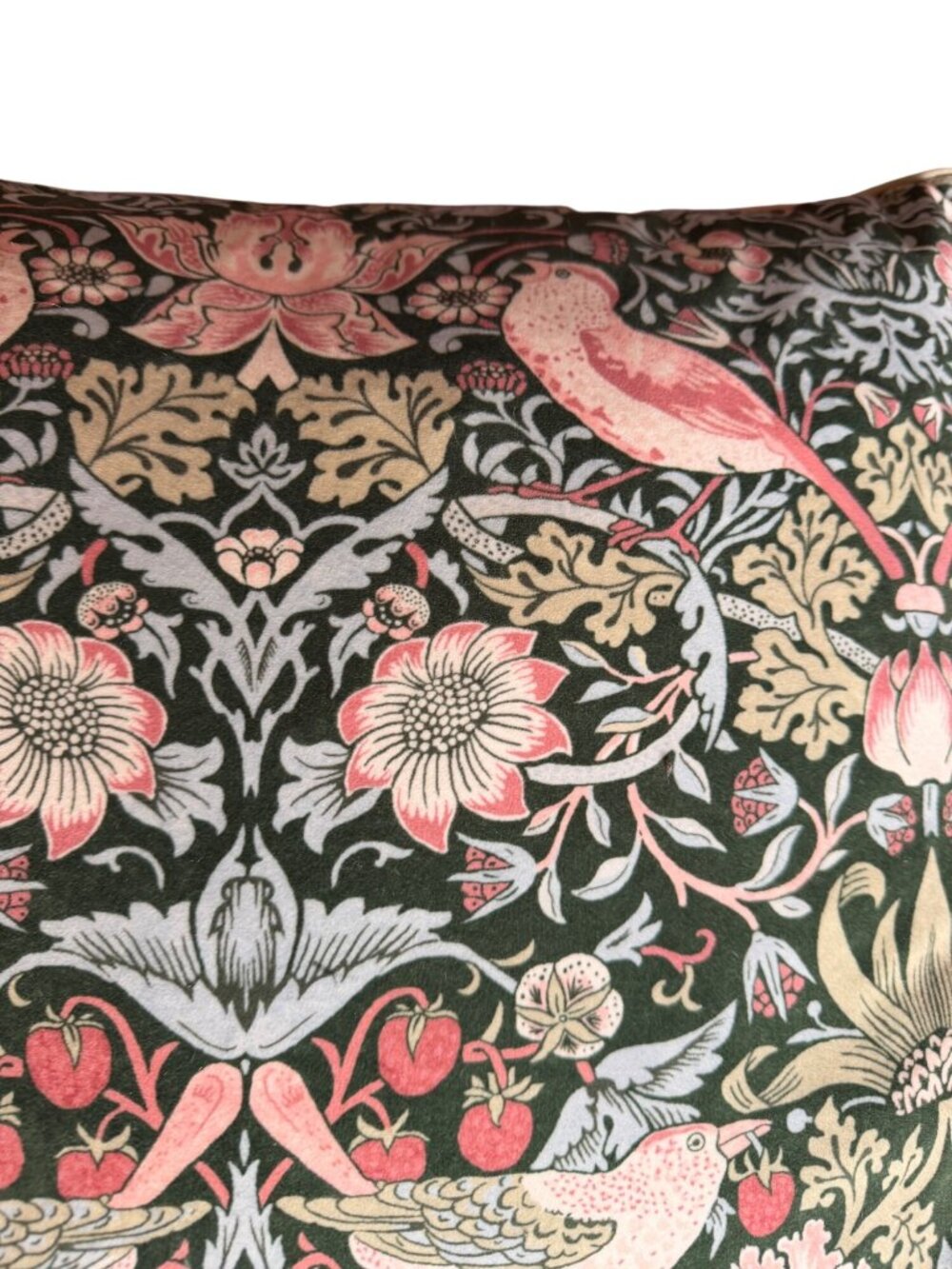 William Morris Strawberry Thief Decorative Throw Pillow 18x18 Inches With Floral - Picture 3 of 7